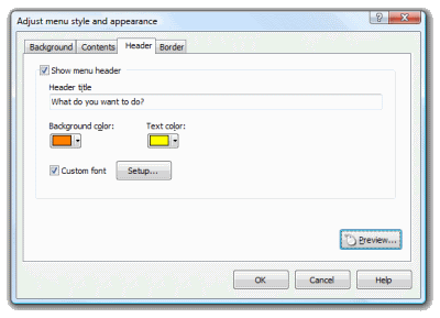 Setup autorun menu design: customize menu header. Click to enlarge...
