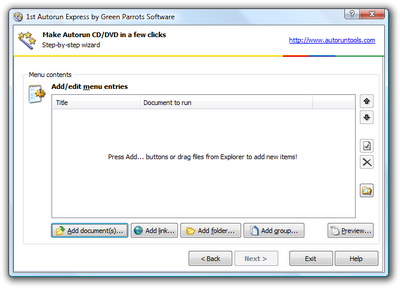 Add/edit autorun menu entries. Click to enlarge...